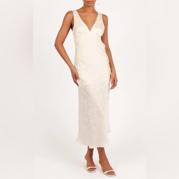 Petal & Pup Dresses & Skirts - Petal & Pup Cream Satin Maxi Dress